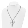 Lex & Lu Chisel Stainless Steel Polished/Brushed Cross w/Wings Necklace 20'' - 4 - Lex & Lu