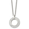 Lex & Lu Chisel Stainless Steel Polished White Enameled w/Crystals Necklace 18'' - Lex & Lu