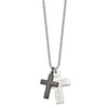 Lex & Lu Chisel Stainless Steel Black Plated Lord's Prayer Cross Necklace 24'' - 3 - Lex & Lu