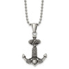 Lex & Lu Chisel Stainless Steel Polished and Antiqued Anchor Necklace 24'' - Lex & Lu