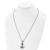 Lex & Lu Chisel Stainless Steel Polished and Antiqued Anchor Necklace 24'' - 4 - Lex & Lu