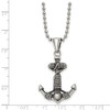 Lex & Lu Chisel Stainless Steel Polished and Antiqued Anchor Necklace 24'' - 5 - Lex & Lu