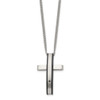 Lex & Lu Chisel Stainless Steel Black Plated 1pt.Diamond Cross Necklace 24'' - 2 - Lex & Lu