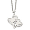 Lex & Lu Chisel Stainless Steel Polished Hearts Necklace 15.75'' - Lex & Lu