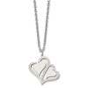 Lex & Lu Chisel Stainless Steel Polished Hearts Necklace 15.75'' - 3 - Lex & Lu