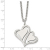 Lex & Lu Chisel Stainless Steel Polished Hearts Necklace 15.75'' - 5 - Lex & Lu