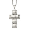 Lex & Lu Chisel Stainless Steel Polished Moveable Cross Necklace 22'' - Lex & Lu