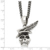 Lex & Lu Chisel Stainless Steel Polished & Antiqued Skull w/Feather Necklace 22'' - 5 - Lex & Lu