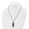 Lex & Lu Chisel Stainless Steel Antiqued Feather w/Black CZ Necklace 20'' - 4 - Lex & Lu