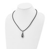 Lex & Lu Chisel Stainless Steel Antiqued Moveable Blk Agate Necklace 20'' - 4 - Lex & Lu