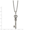 Lex & Lu Chisel Stainless Steel Polished and Antiqued Crown Key Necklace 20'' - 3 - Lex & Lu