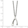 Lex & Lu Chisel Stainless Steel Polished Wishbone w/FWC Pearl Necklace 16'' - 5 - Lex & Lu