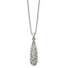 Lex & Lu Chisel Stainless Steel Polished Crystal Pendant Necklace 18'' - 3 - Lex & Lu