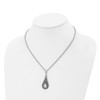 Lex & Lu Chisel Stainless Steel Polished Marcasite Cat's Eye Necklace 18'' - 4 - Lex & Lu