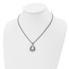 Lex & Lu Chisel Stainless Steel Polished Claddagh Necklace 18'' LAL40048 - 4 - Lex & Lu