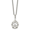 Lex & Lu Chisel Stainless Steel Polished Trinity Knot and Claddagh Necklace 18'' - 3 - Lex & Lu