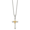 Lex & Lu Chisel Stainless Steel Yellow Plated w/CZ Cross Necklace 18'' - 3 - Lex & Lu