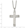 Lex & Lu Chisel Stainless Steel Brushed and Polished Cross Necklace 22'' LAL40070 - 5 - Lex & Lu