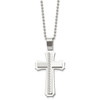 Lex & Lu Chisel Stainless Steel Polished and Brushed Cross Necklace 24'' - Lex & Lu