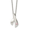 Lex & Lu Chisel Stainless Steel Pink Awareness CZ Chain Slide Necklace 20'' - Lex & Lu
