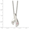 Lex & Lu Chisel Stainless Steel Pink Awareness CZ Chain Slide Necklace 20'' - 5 - Lex & Lu