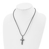 Lex & Lu Chisel Stainless Steel Black IP-plating Cross Leather Cord Necklace 20'' - 4 - Lex & Lu