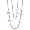 Lex & Lu Chisel Stainless Steel Two Strand Cross Necklace 30'' - Lex & Lu