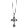 Lex & Lu Chisel Stainless Steel Antiqued & Polished w/Crystal Cross Necklace 18'' - 3 - Lex & Lu