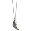 Lex & Lu Chisel Stainless Steel Antiqued & Polished w/Crystal Wing Necklace 20'' - 2 - Lex & Lu