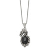 Lex & Lu Chisel Stainless Steel Antiqued w/Black Glass Dragon Necklace 20'' - 2 - Lex & Lu