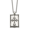 Lex & Lu Chisel Stainless Steel Antiqued Cross Dog Tag Necklace 24'' - Lex & Lu