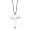 Lex & Lu Chisel Stainless Steel Religious Fish & Cross Necklace 16'' - Lex & Lu