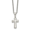 Lex & Lu Chisel Stainless Steel Polished Small Cushion Cross Necklace 18'' - Lex & Lu