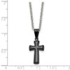 Lex & Lu Chisel Stainless Steel Black IP Small Pillow Cross Necklace 16'' - 5 - Lex & Lu