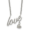 Lex & Lu Chisel Stainless Steel Polished LOVE Necklace 16.5'' - Lex & Lu