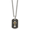 Lex & Lu Chisel Stainless Steel Carbon Fiber Gold Plated D/C Cross Necklace 24'' - 3 - Lex & Lu