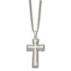 Lex & Lu Chisel Stainless Steel Polished Cushion Cross Necklace 24'' - 3 - Lex & Lu