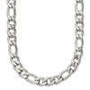 Lex & Lu Chisel Stainless Steel Satin Figaro Chain Necklace 18'' - Lex & Lu