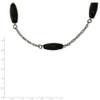 Lex & Lu Chisel Stainless Steel Polished Black Agate Necklace 20'' - 6 - Lex & Lu