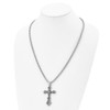 Lex & Lu Chisel Stainless Steel Polished and Antiqued Cross Necklace 24'' - 4 - Lex & Lu