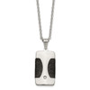 Lex & Lu Chisel Stainless Steel w/CZ & Leather Reversible Inlay Necklace 22'' - Lex & Lu