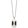 Lex & Lu Chisel Stainless Steel w/CZ & Leather Reversible Inlay Necklace 22'' - 3 - Lex & Lu