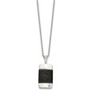 Lex & Lu Chisel Stainless Steel w/CZ & Leather Reversible Inlay Necklace 22'' - 4 - Lex & Lu