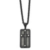 Lex & Lu Chisel Stainless Steel Black Plated w/Wire Inlay Cross Necklace 24.5'' - Lex & Lu