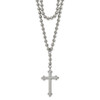 Lex & Lu Chisel Stainless Steel Cross w/Crystal Two Bead Chain Necklace 16'' - Lex & Lu