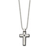 Lex & Lu Chisel Stainless Steel Brushed & Black CZ Black IP Cross Necklace 20'' - 3 - Lex & Lu