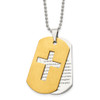 Lex & Lu Chisel Stainless Steel Brushed Yellow IP Prayer Cross Necklace 22'' - Lex & Lu