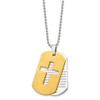 Lex & Lu Chisel Stainless Steel Brushed Yellow IP Prayer Cross Necklace 22'' - 3 - Lex & Lu