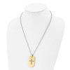 Lex & Lu Chisel Stainless Steel Brushed Yellow IP Prayer Cross Necklace 22'' - 4 - Lex & Lu