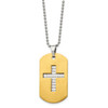 Lex & Lu Chisel Stainless Steel Brushed Yellow IP Prayer Cross Necklace 22'' - 6 - Lex & Lu